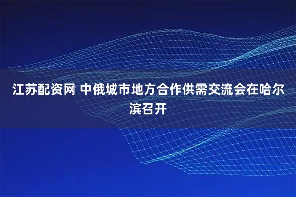 江苏配资网 中俄城市地方合作供需交流会在哈尔滨召开