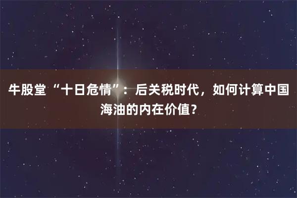牛股堂 “十日危情”：后关税时代，如何计算中国海油的内在价值？